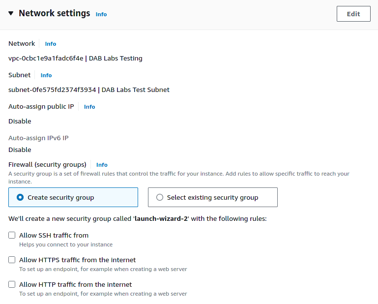 EC2 Network Settings