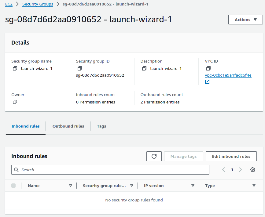 EC2 Security Group: Inbound Rules Settings