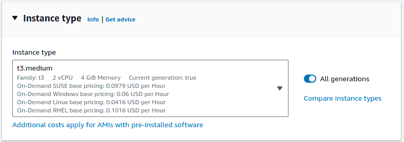 Selecione o Tipo de Instância EC2